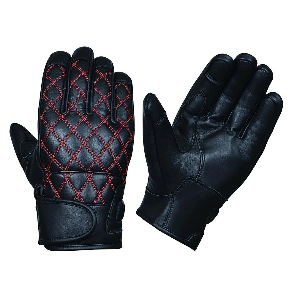 Mens Full Finger Gloves with Red Stitching