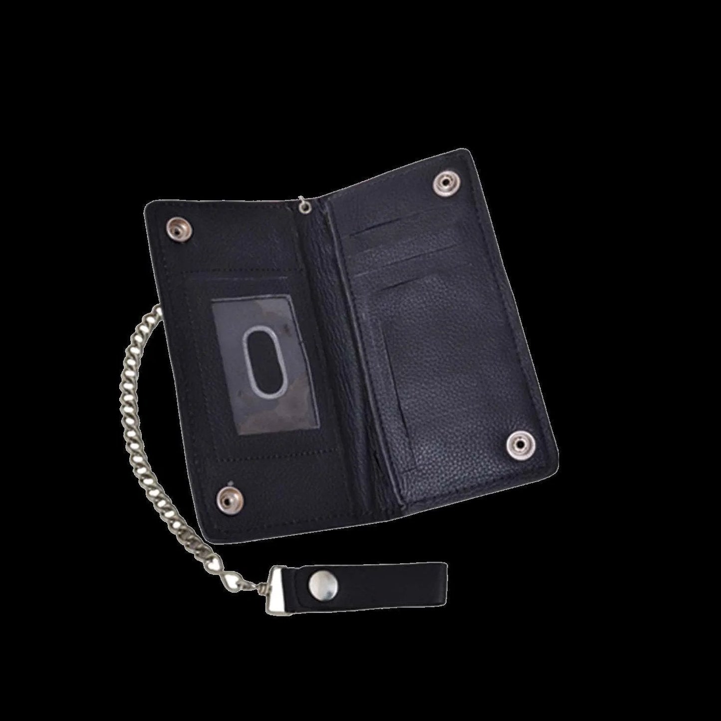 Black Bifold Leather Biker Wallet