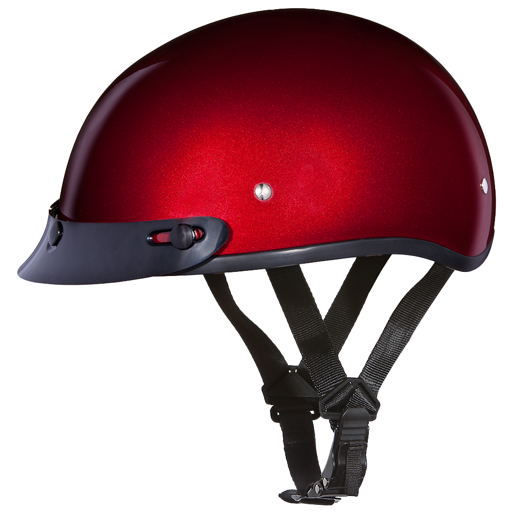 cheap ladies motorcycle helmets Daytona Skull Cap Half Helmet with Peak Visor, Black Cherry / L