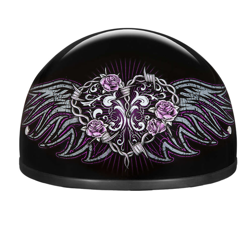 2nd skull motorcycle helmet 2XS DOT Approved Daytona Half Face - Cap Graphics for Men & Women, Scooters, ATVs, UTVs & Choppers Daytona Helmets XX Daytona Barbed Wire Heart Skull