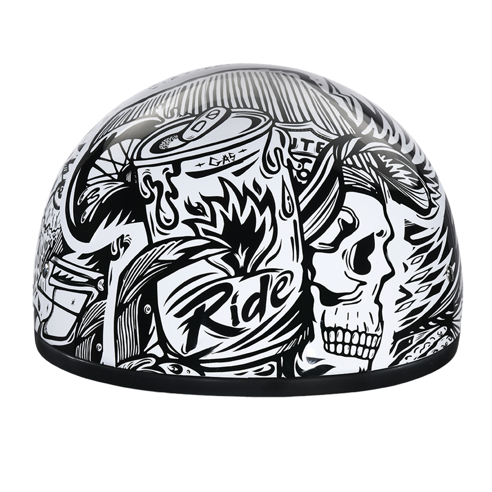 Daytona Skull Cap Live Fast Motorcycle Helmet, M
