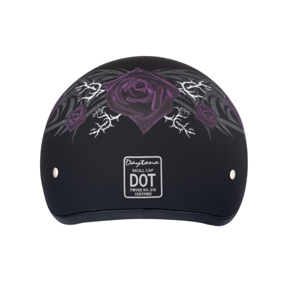 fitted cap motorcycle helmet Daytona Women's Skull Cap Purple Rose Half Helmet, 2XS