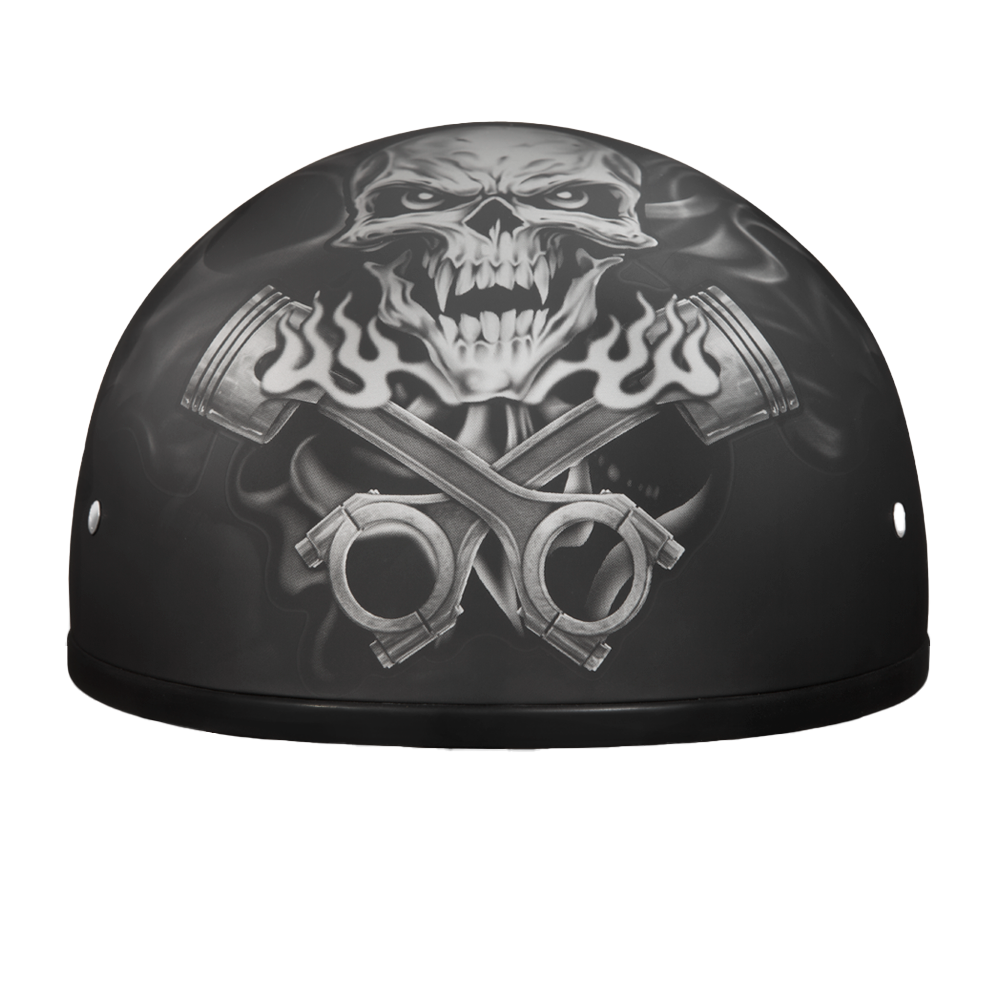 Daytona Skull Cap Pistons Skull Half Helmet, XS Daytona Skull Cap Pistons Skull Half Helmet, XS
