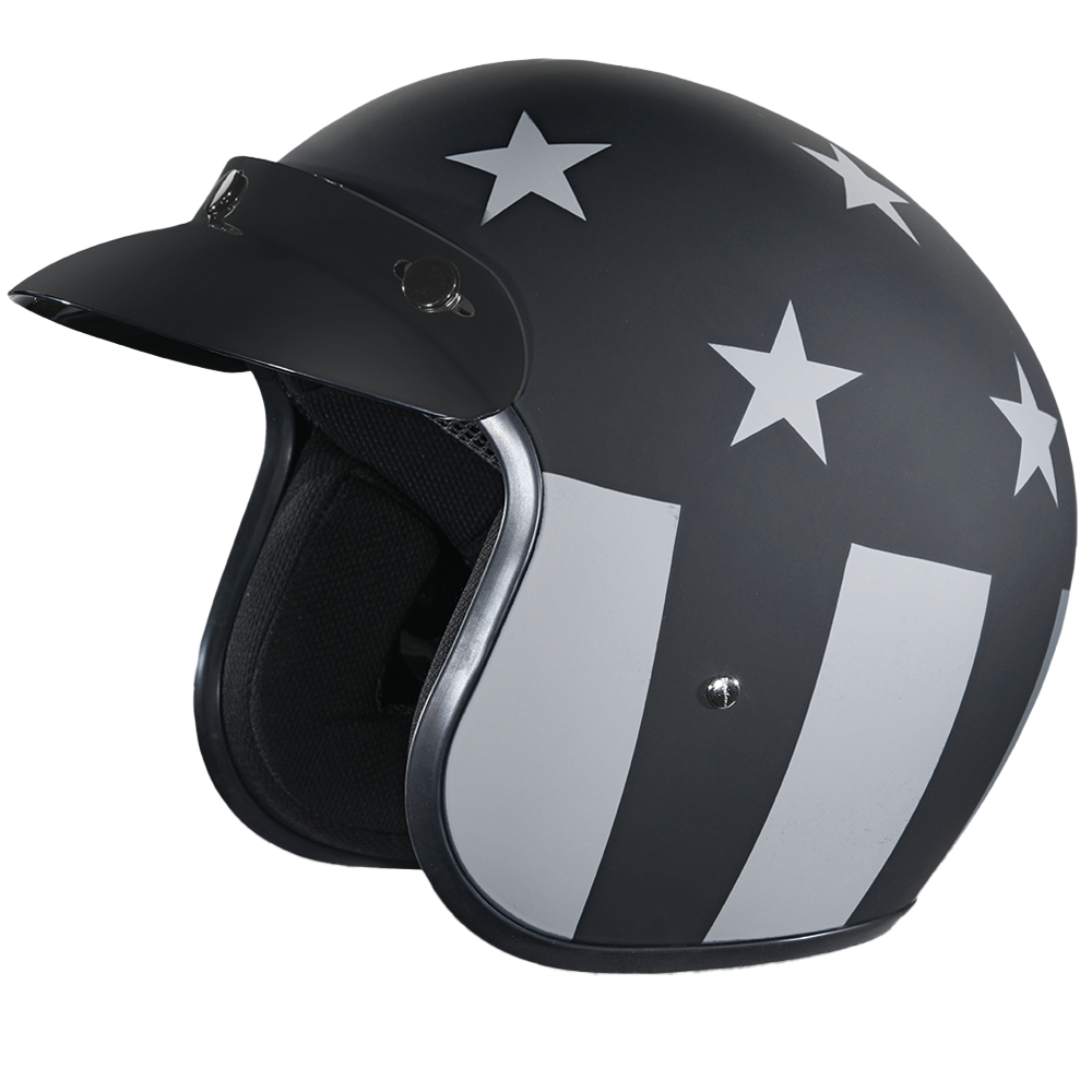 cool motorcycle helmets women Daytona Cruiser Open Face Motorcycle Helmet - Visor & Graphics - Captain America Stealth
