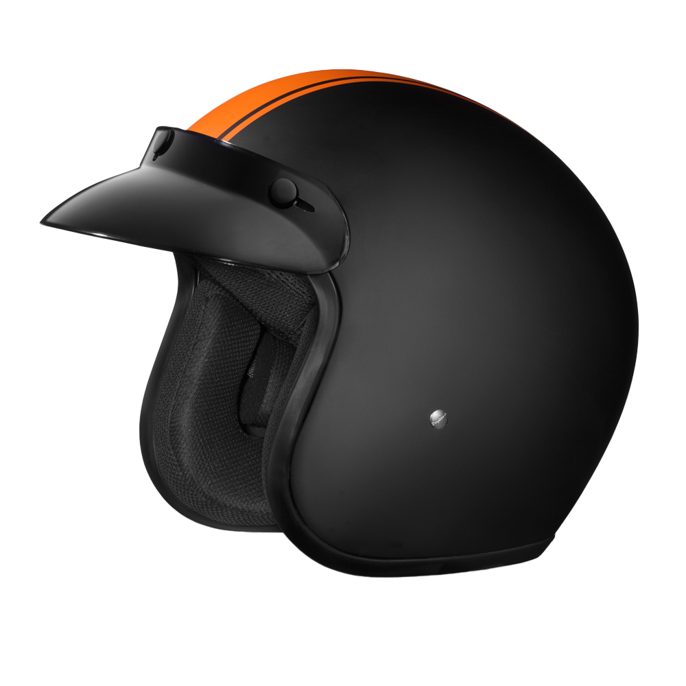 Daytona Cruiser- W/ Orange Pin Stripe DOT Motorcycle Helmet DC6-O