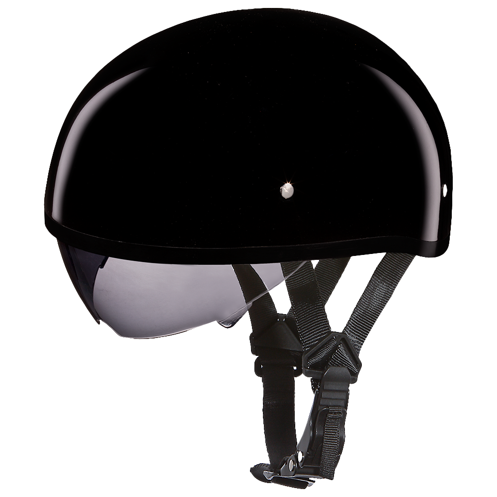 Daytona Skull Cap with Inner Shield Half Helmet Hi-Gloss Black M