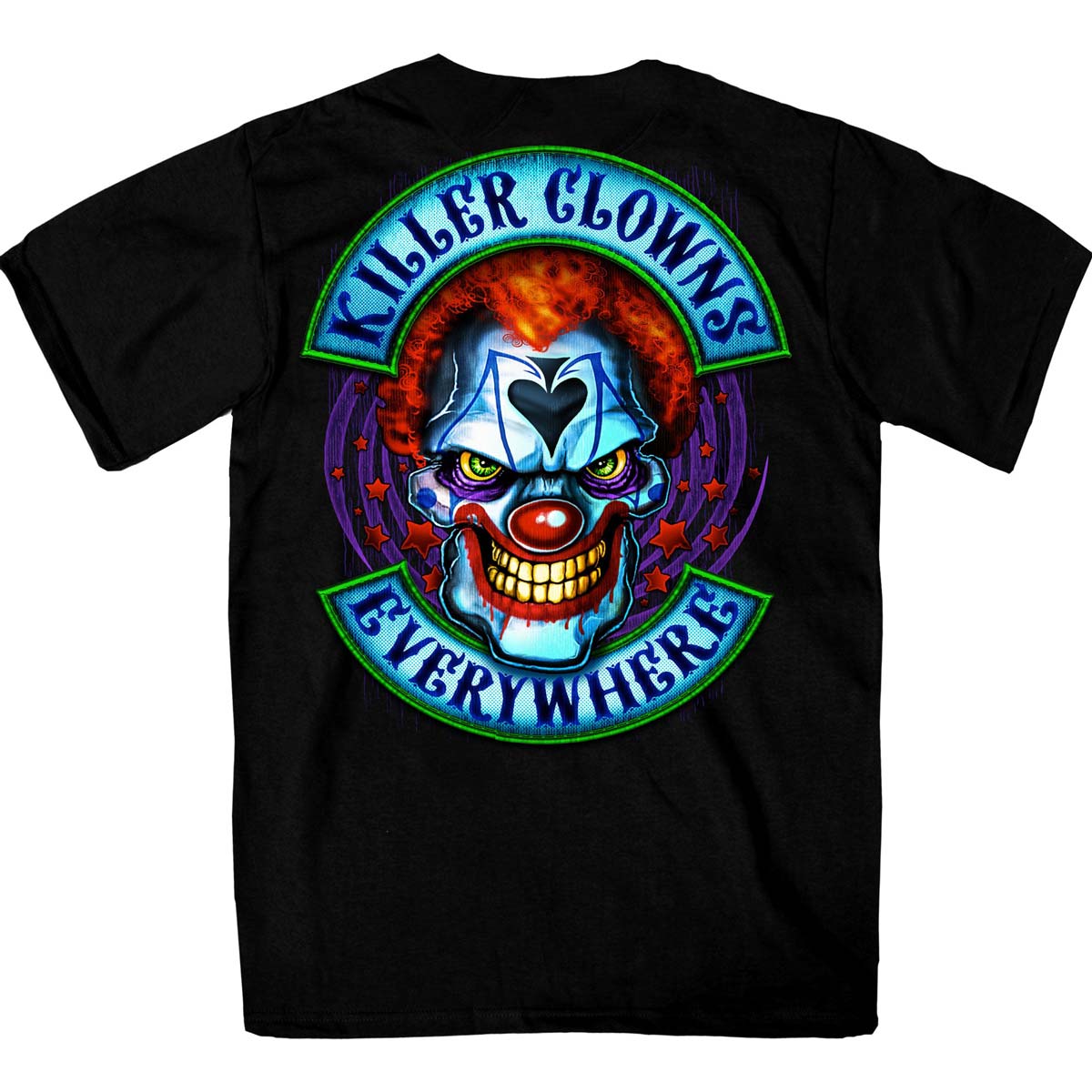 dallas motorcycle helmet clown Hot Leathers Men's Black Killer Clowns Double Sided T-Shirt