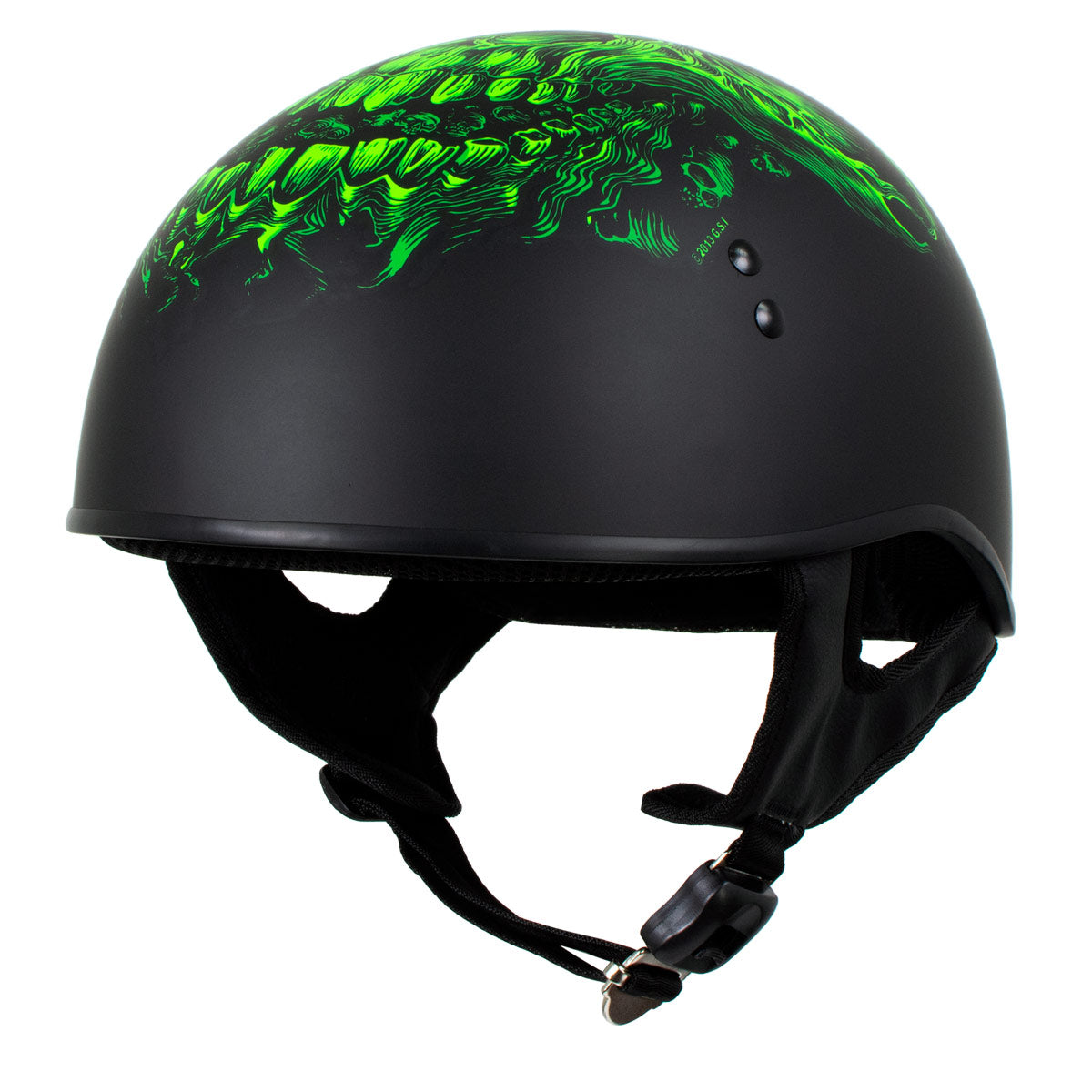 Hot Leathers HLD1030 Flat Black Shredder Motorcycle DOT Approved Skull Cap Half Helmet Biker Hot Leathers HLD1030 Flat Black Shredder Motorcycle DOT Approved Skull Cap Half Helmet Biker
