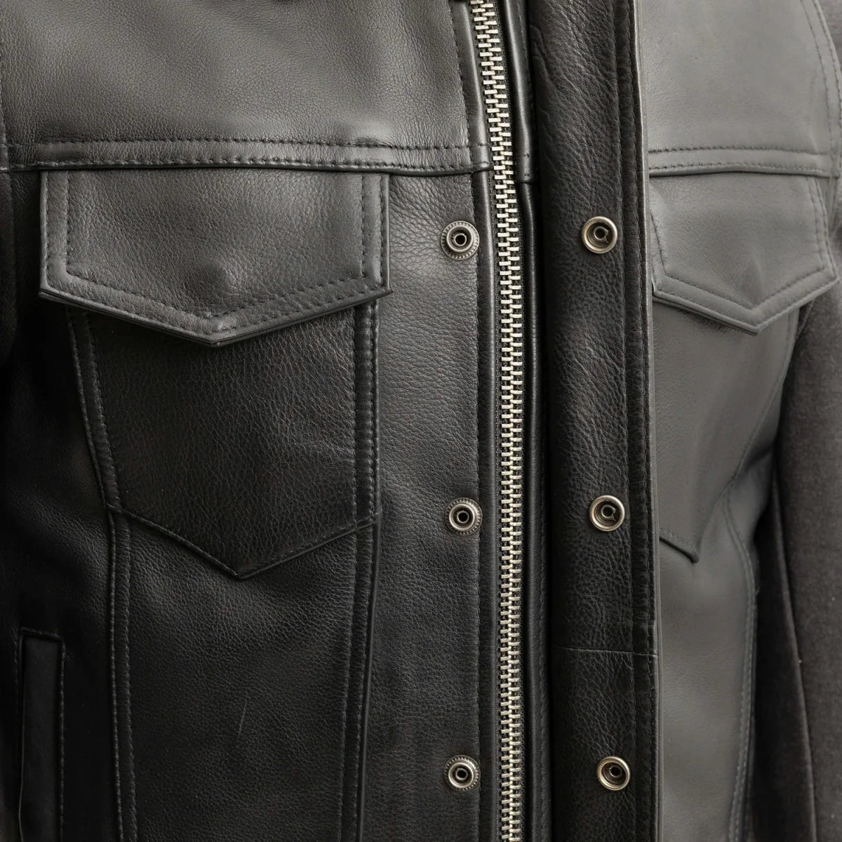 Kent Men's Motorcycle Leather Vest and Hoodie Garage Sale First Manufacturing Company