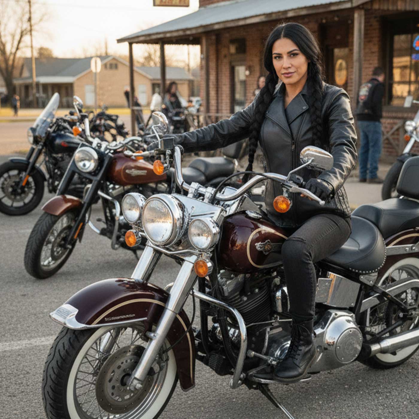 Milwaukee Leather LKL2711 Women's Braided Black Leather Motorcycle Rider Jacket w/ Studded Back