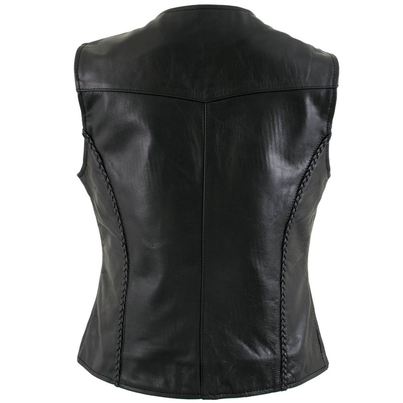 Milwaukee Leather Women's Road Queen Black Braided Buffalo Leather Motorcycle Vest - LKL4713