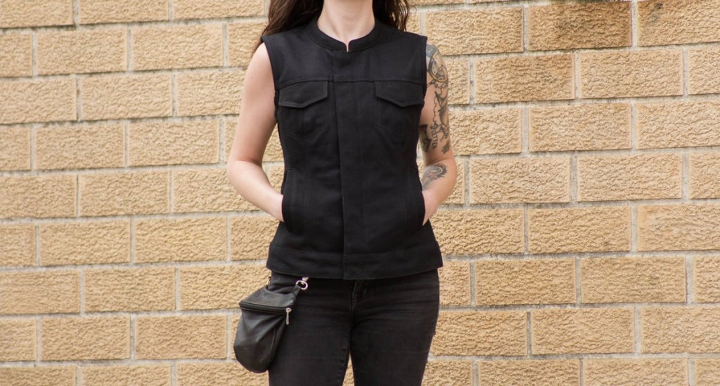 Ludlow Women's Motorcycle Canvas Vest Garage Sale First Manufacturing Company