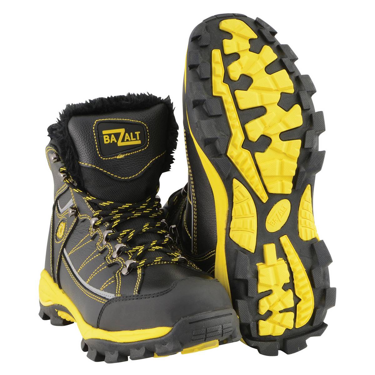 Bazalt MBM9124 Men’s Black & Yellow Faux Fur Lined Waterproof Frost-Proof Leather Work Boots