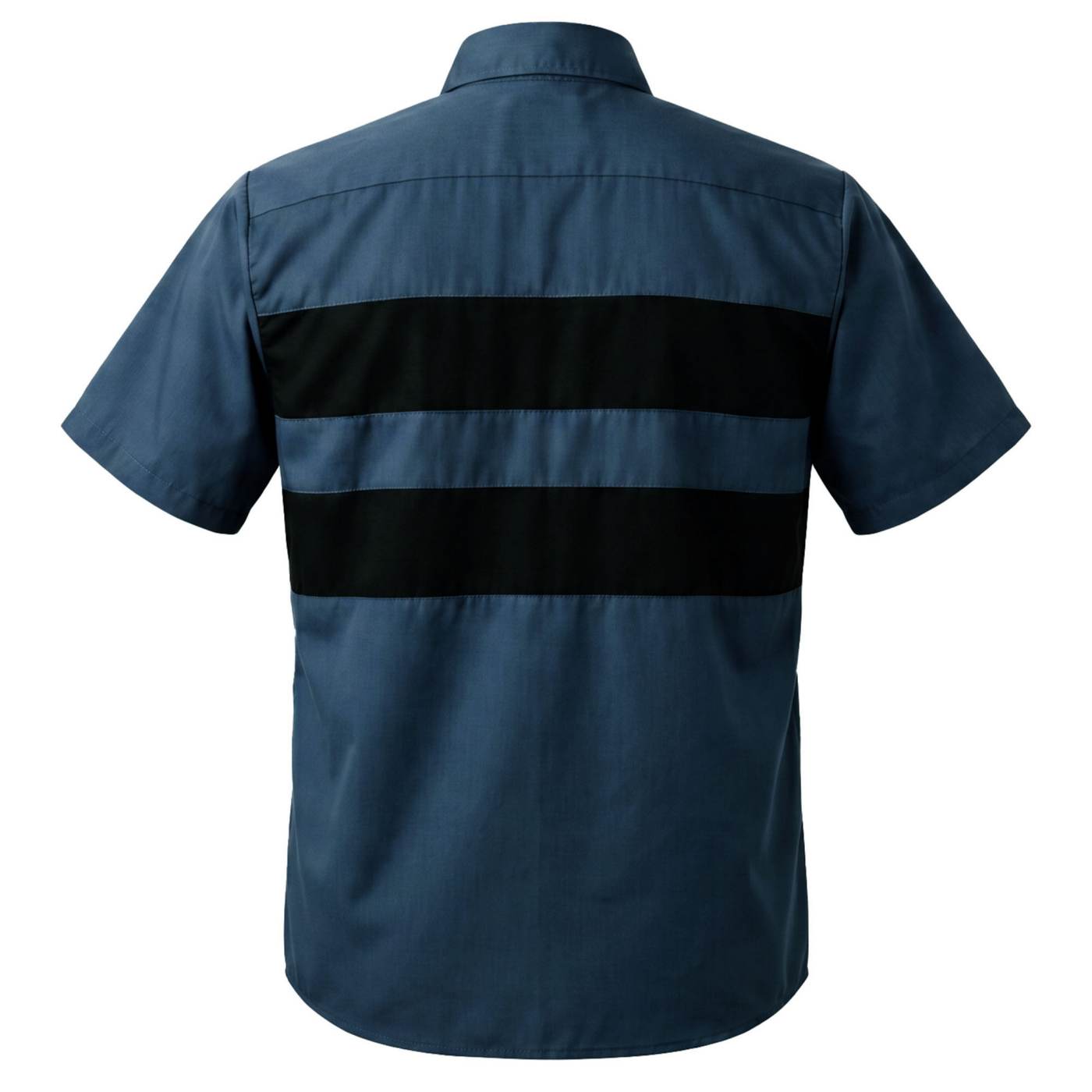 MMCC Men’s 'Double Down' Blue/Black Short Sleeve Mechanic Work Shirt - w/ Single Pocket - MDM11625