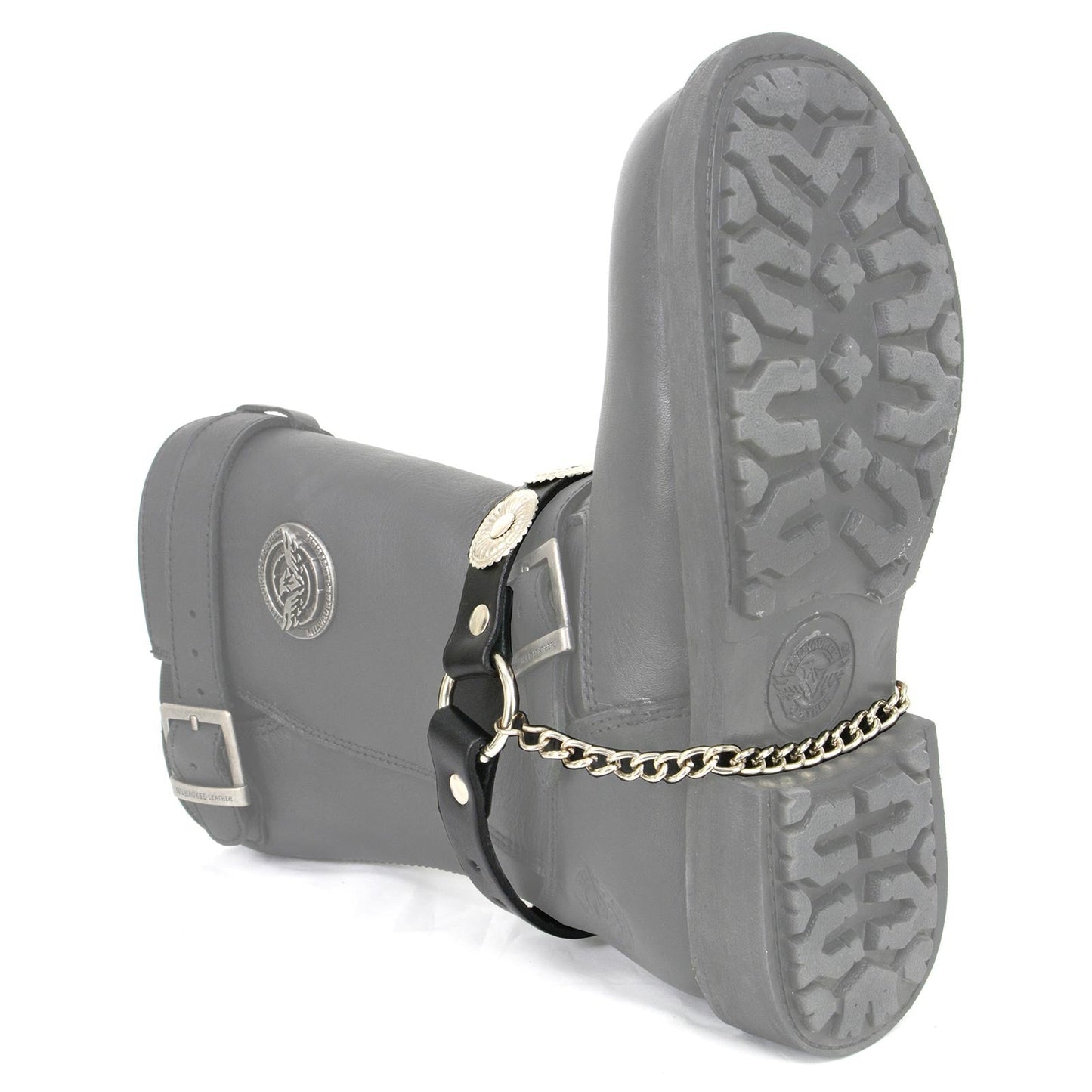 Milwaukee Leather Silver Vintage Concho Boot Chain with Adjustable Strap – MLA3008