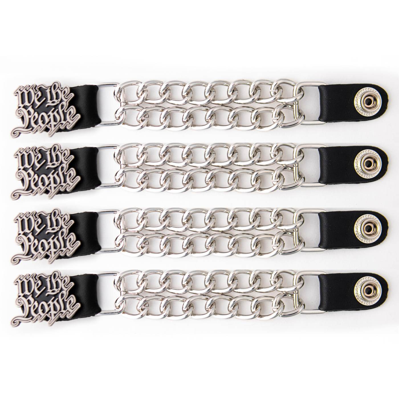 Milwaukee Leather 4-Piece Vest Extender Set - We The People, Double Chrome Chains, 4-Inch-MLA6031SET