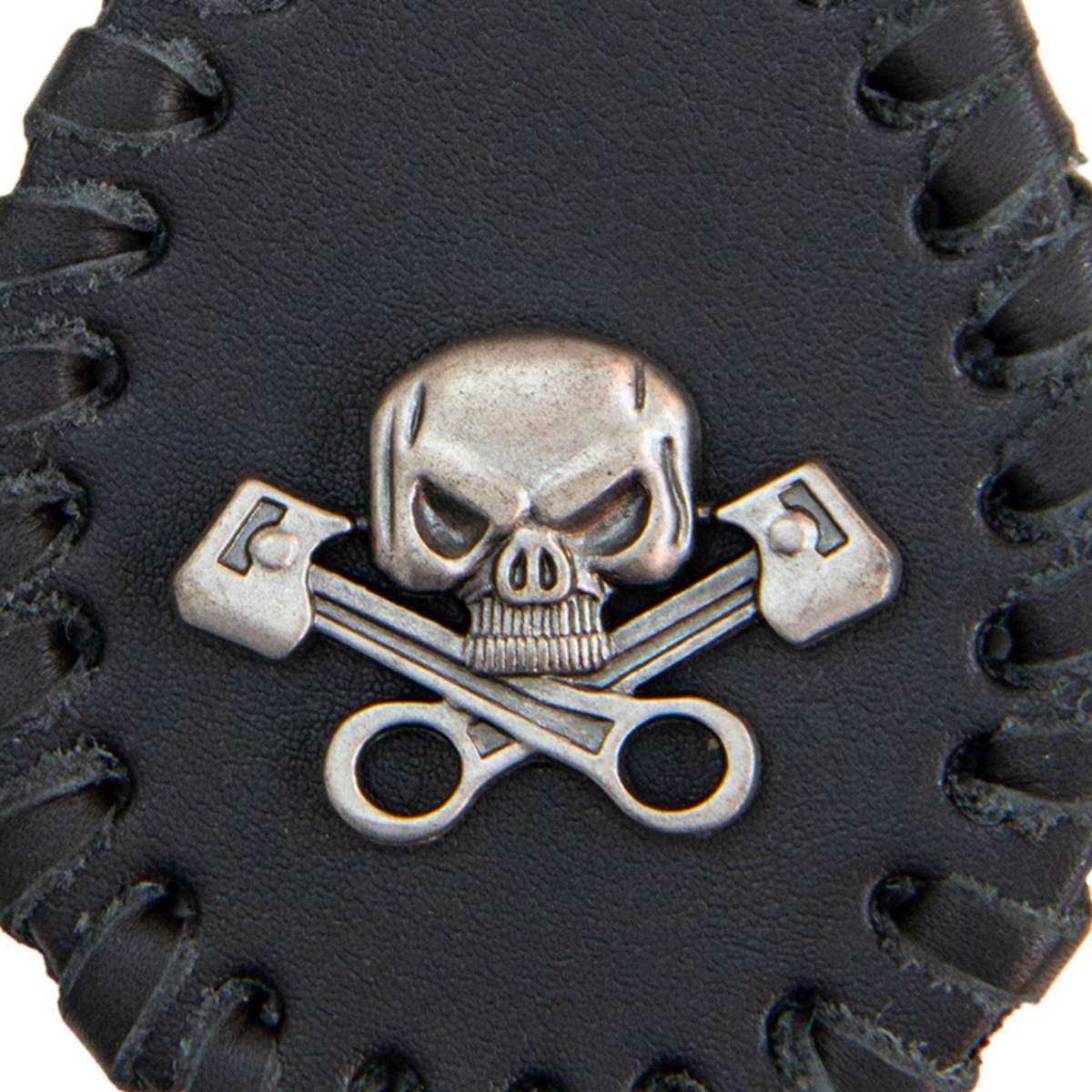 Milwaukee Leather Skull and Pistons Pewter Emblem Key Chain - MLA9525