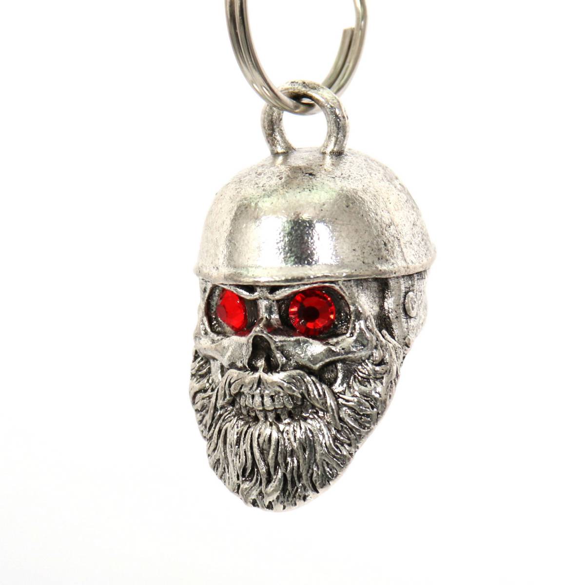 bell helmet eyeball Milwaukee Leather MLB9022 'Beared Red Eye Skull with Helmet' Motorcycle Good Luck Bell