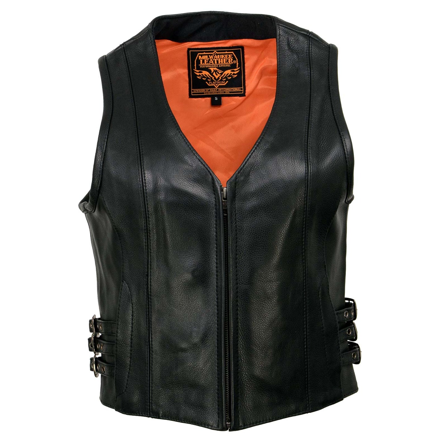 Milwaukee Leather MLL4510 Women's Premium Black Leather Motorcycle Rider Vest w/ Adjustable Side Buckle
