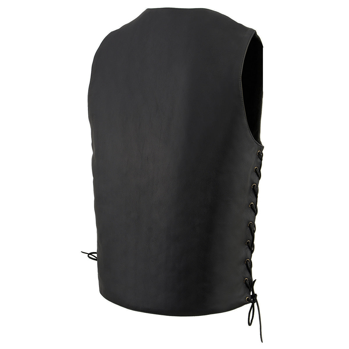 Milwaukee Leather MLM3541 Men's Roulette Black Premium Leather 10 Pocket Motorcycle Vest w/ Cool-Tec Leather Treatment