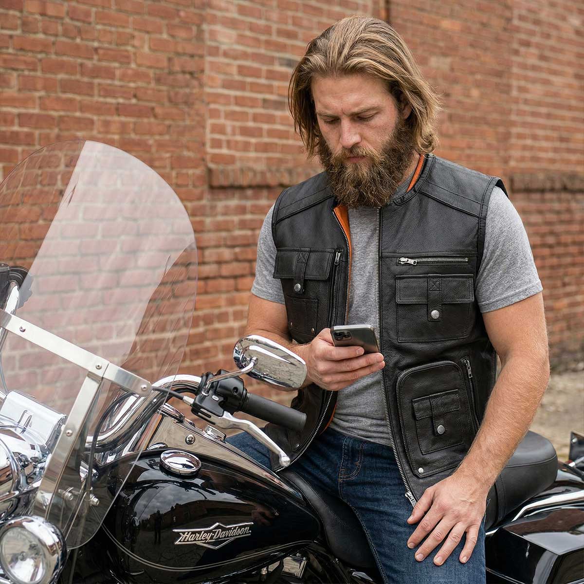 Milwaukee Leather MLM3580 Men's Black ‘Super Utility-Multi Pocket Vest’ Motorcycle Biker Leather Vest