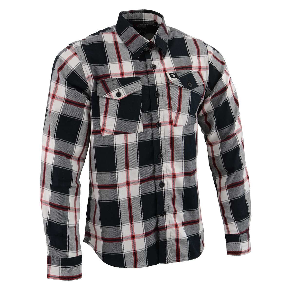 Milwaukee Leather MNG11625 Men's Flannel Plaid Black and White with Re Extreme Biker Leather Milwaukee Leather MNG11625 Men's Flannel Plaid Black and White with Re Extreme Biker Leather