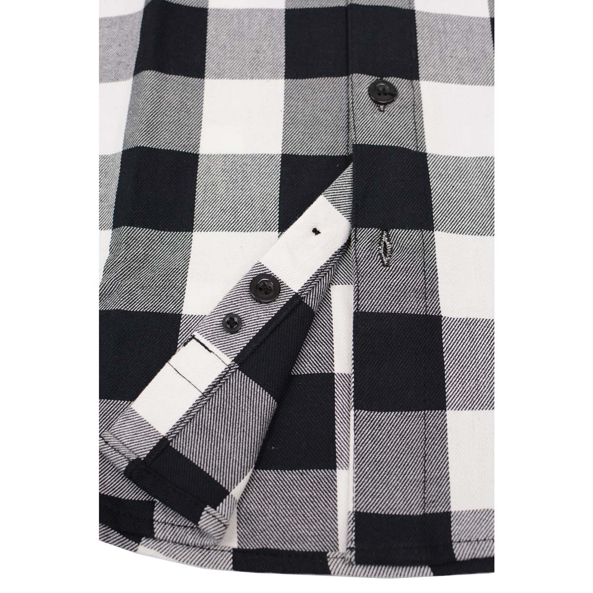 Milwaukee Leather MNG11629 Men's Long Sleeve Flannel Black and White Cotton Button Down Shirt w/ Hoodie