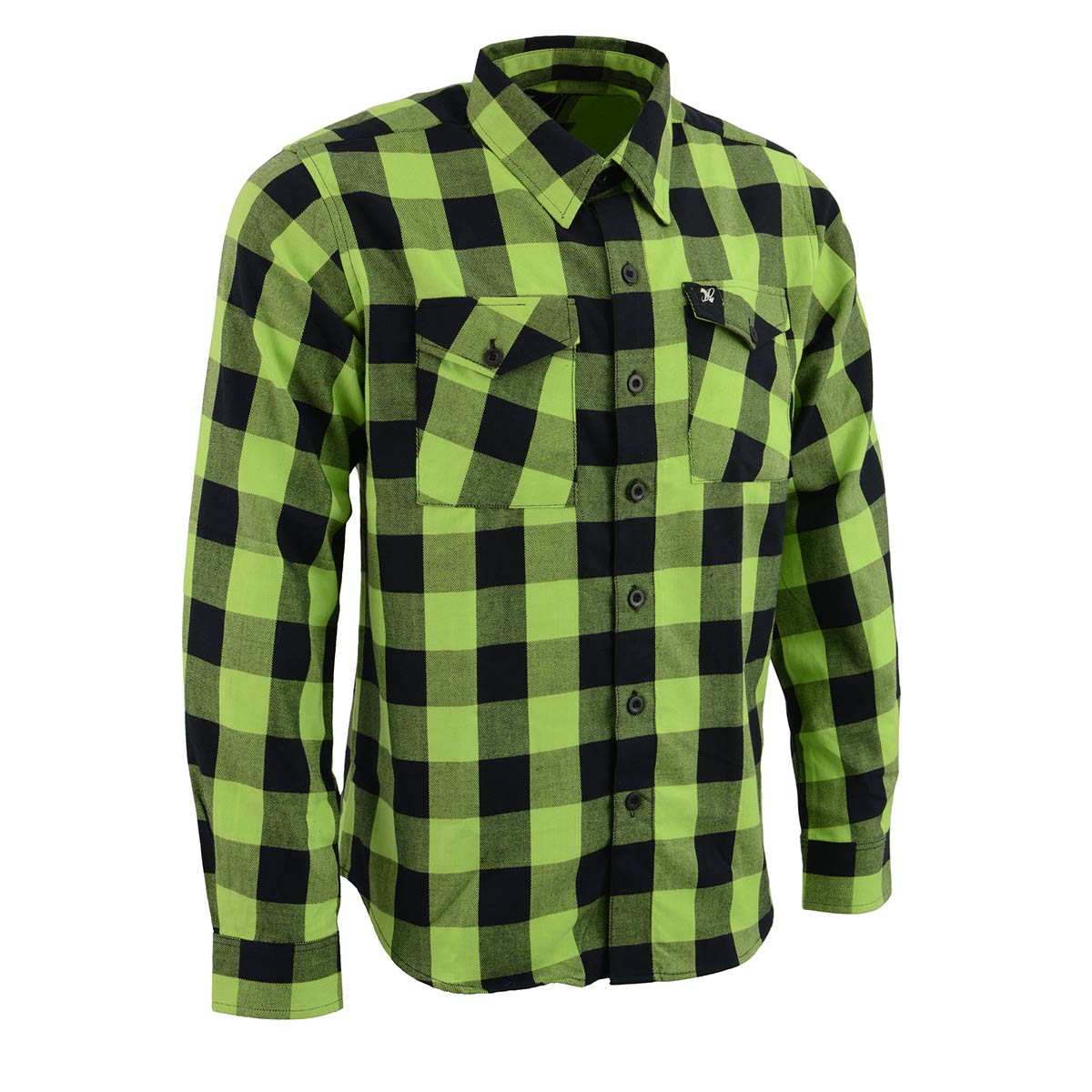 Milwaukee Leather MNG11632 Men's Flannel Plaid Black and Neon