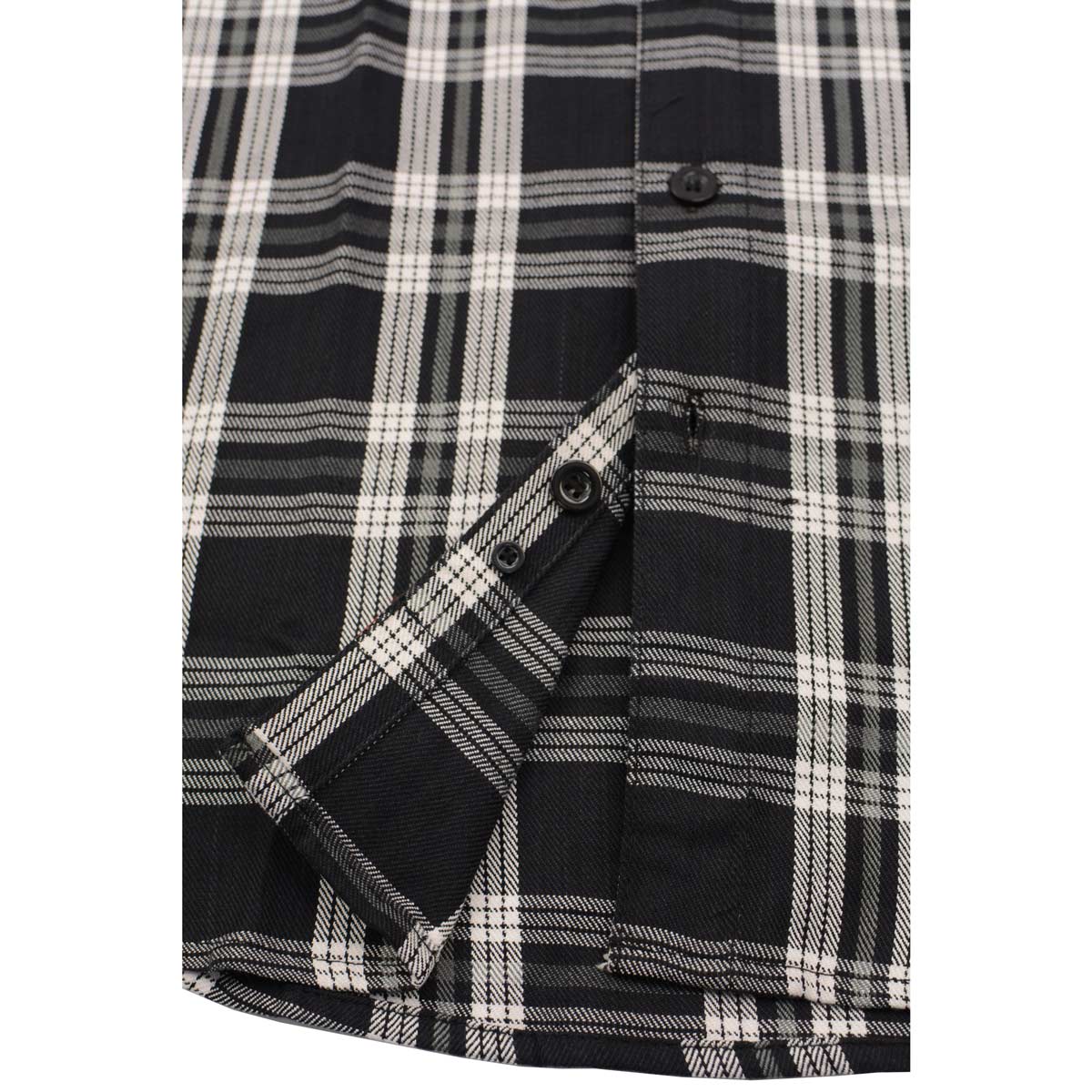 Milwaukee Leather MNG11646 Men's Flannel Plaid Shirt Black and White Long Sleeve Cotton Button Down Shirt