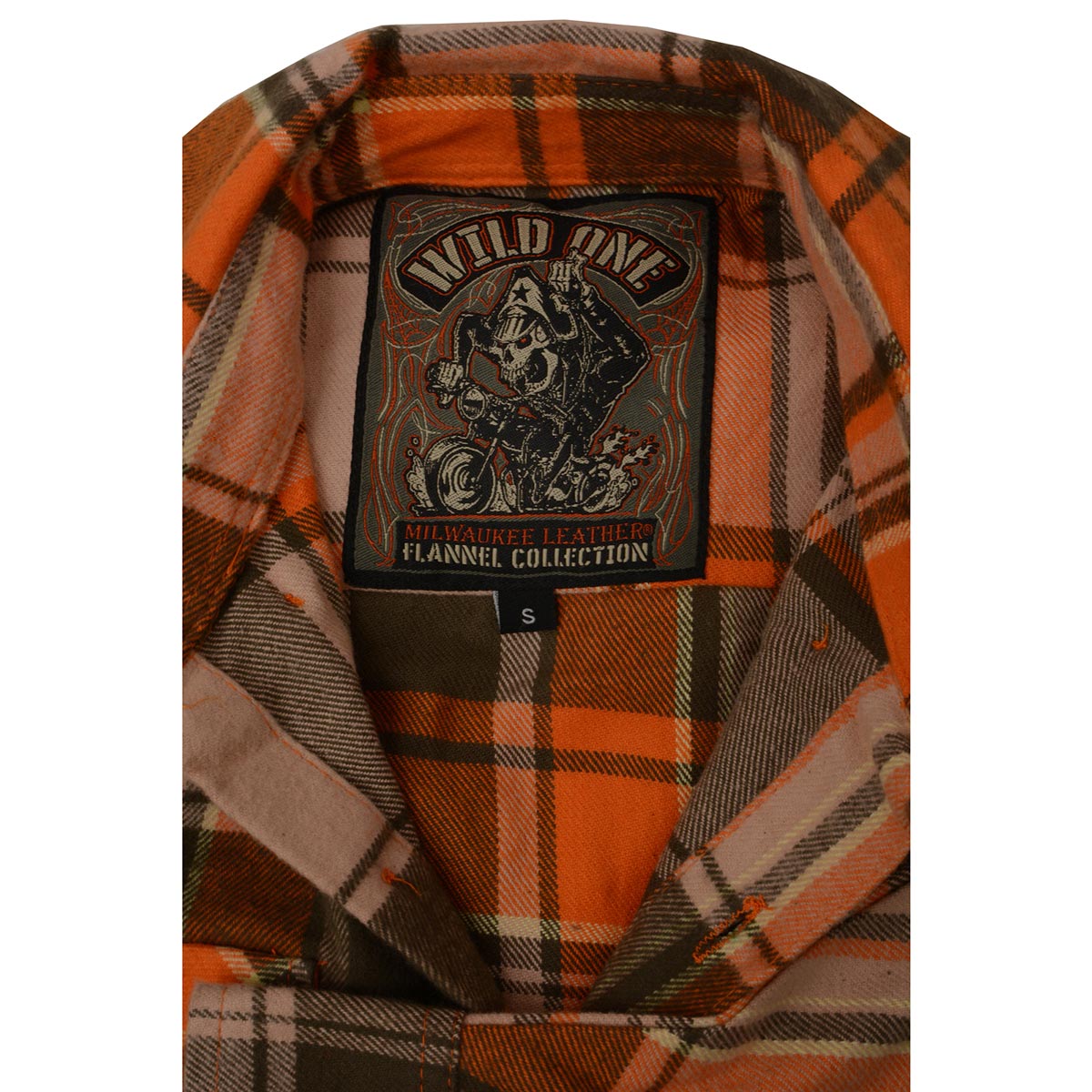 Milwaukee Leather Men's 'Wild One' Brown/Orange Long Sleeve 10.5-Oz Heavy Duty-Cotton Flannel Shirt MNG11701