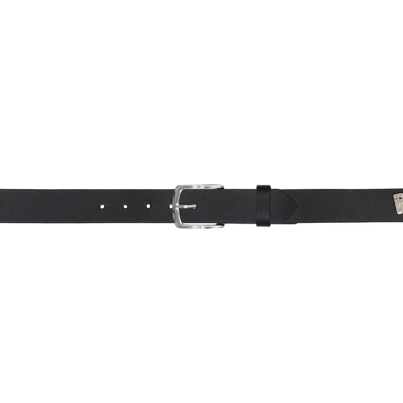 Milwaukee Leather Men's Black Playing Card Emblem Leather Belt with Interchangeable Buckle - MP7139