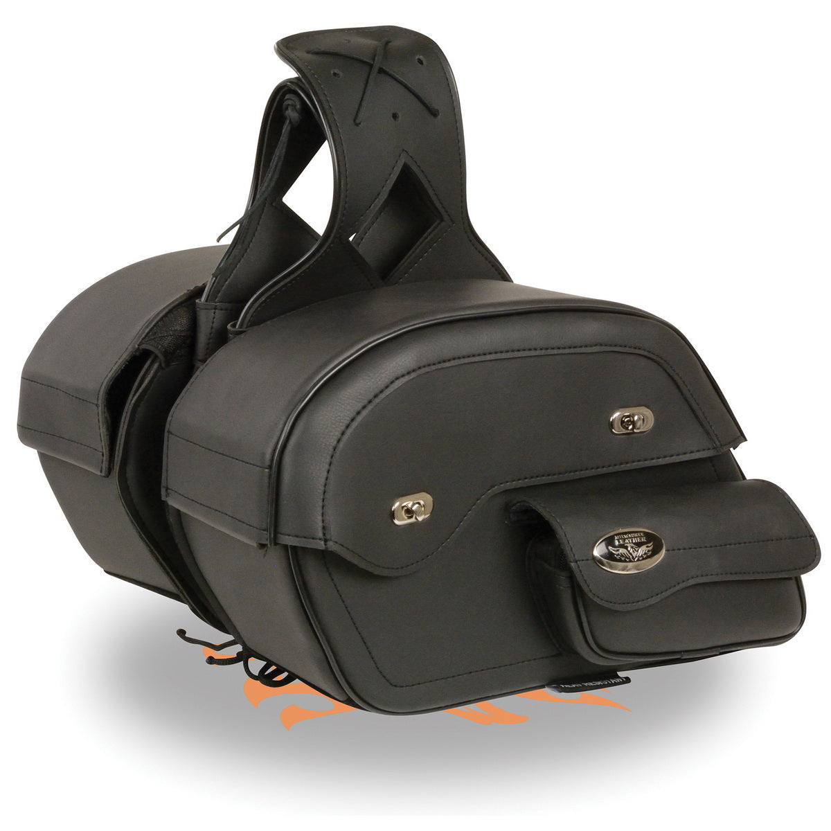Milwaukee Leather MP8306 Black Large Cruiser Style Slant Throw Over Saddlebags