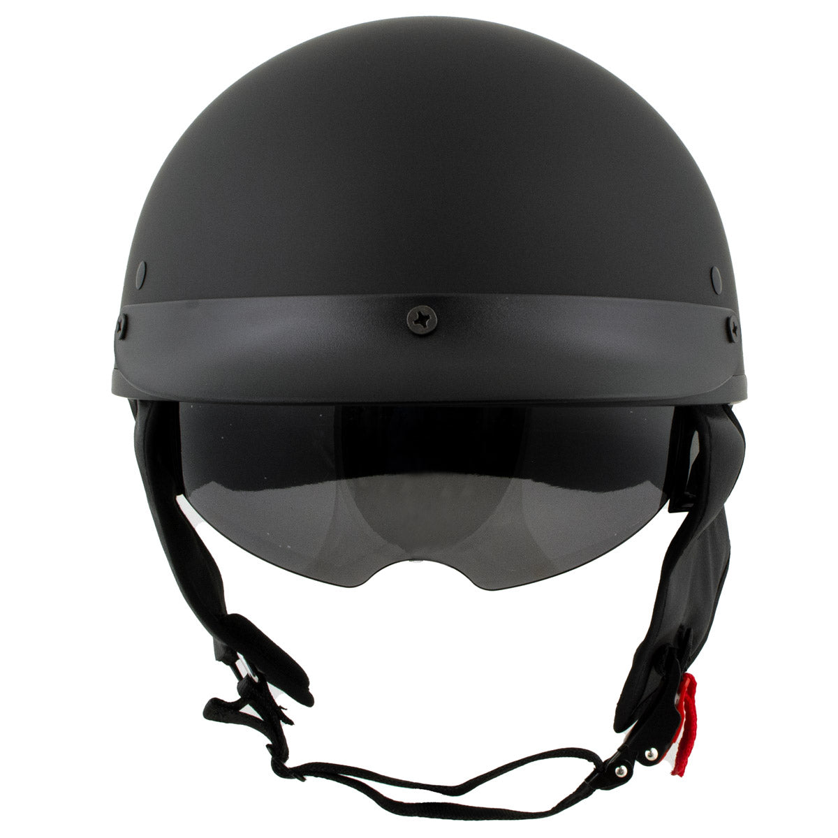 Milwaukee Helmets MPH9718DOT Momentum Matte Black Half Face Motorcycle DOT Bikers Helmet w/ Drop Down Visor
