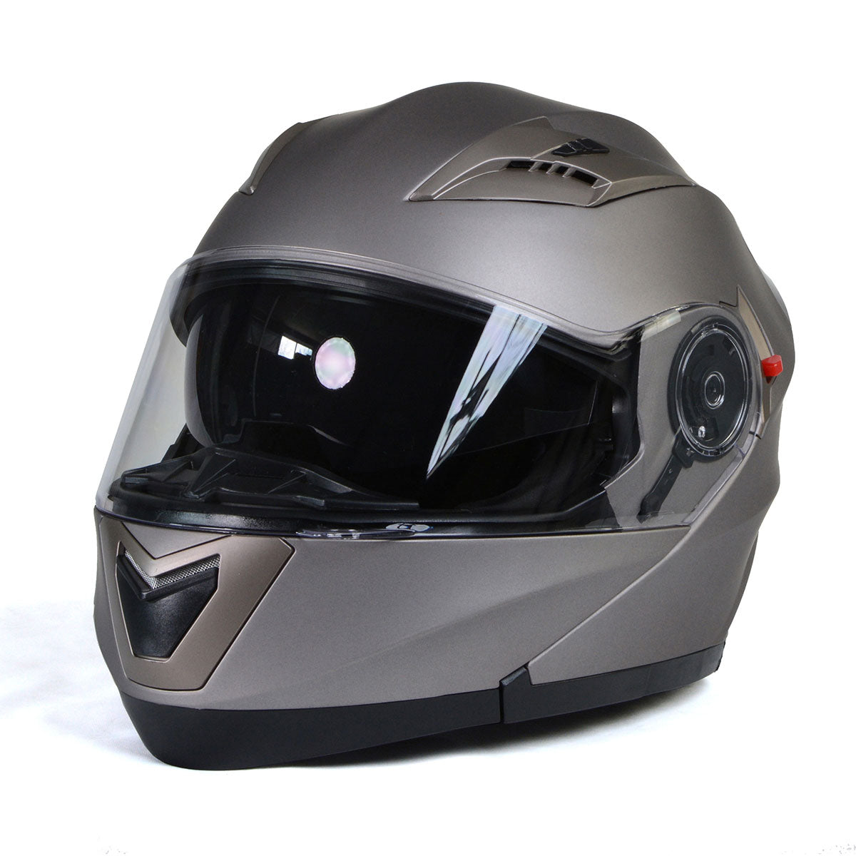 Milwaukee Helmets MPH9808DOT Ionized Silver Advanced Motorcycle Modular Helmet Biker w/ Drop Down Visor