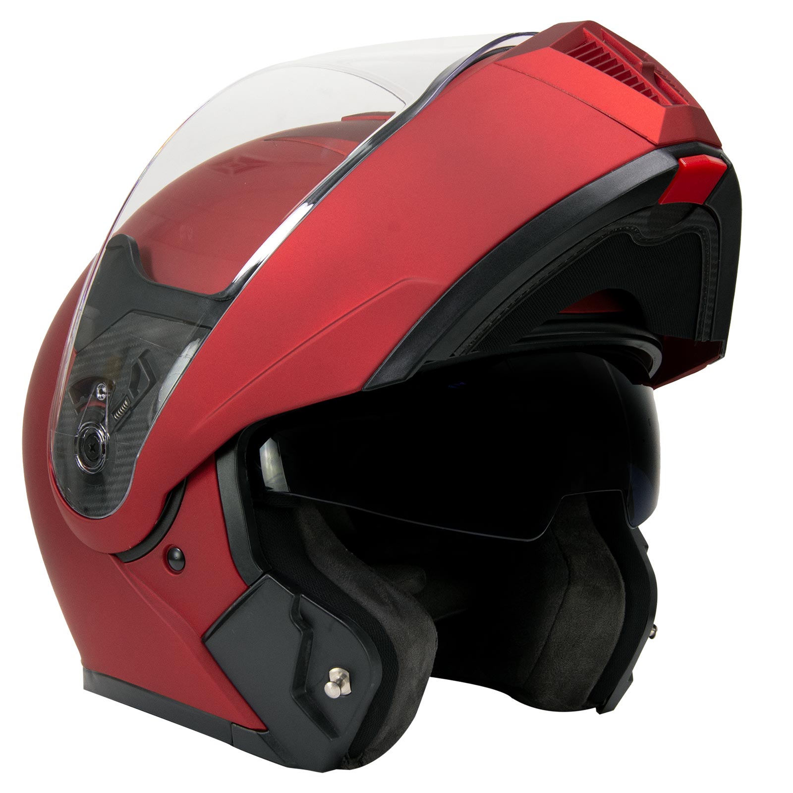 full face helmets motorcycle Milwaukee Helmets MPH9827DOT Cypher Flat Red Advanced Motorcycle Modular Helmet w/Drop Down Visor