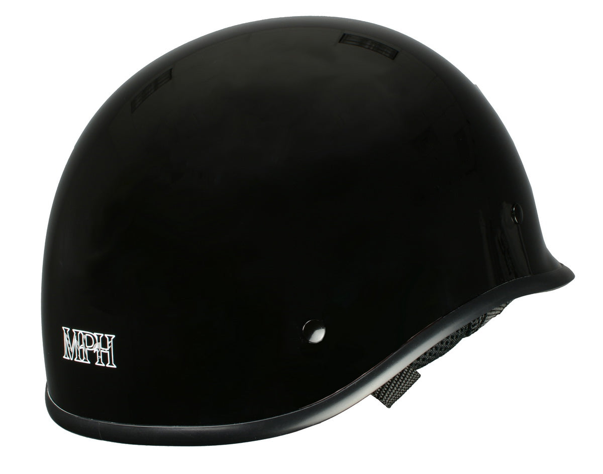 Milwaukee Performance Helmets MPH9861N Derby Novelty Glossy Black Half Helmet