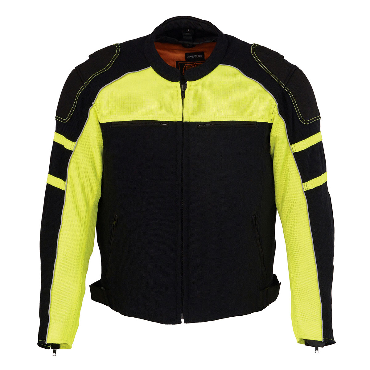 Milwaukee Leather Men's Black and Neon Green CE Armored All Season Textile Motorcycle Riding Jacket - MPM1791