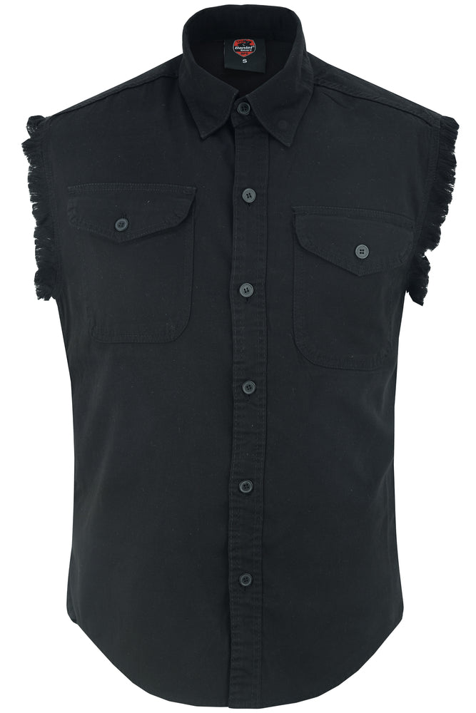DM6001 Men's Black Lightweight Sleeveless Denim Shirt
