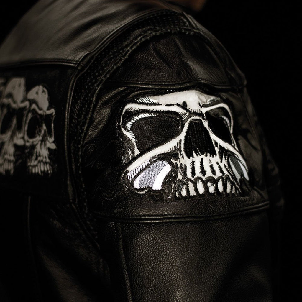 Savage Skulls Men's Motorcycle Leather Jacket Men's Leather Jacket First Manufacturing Company