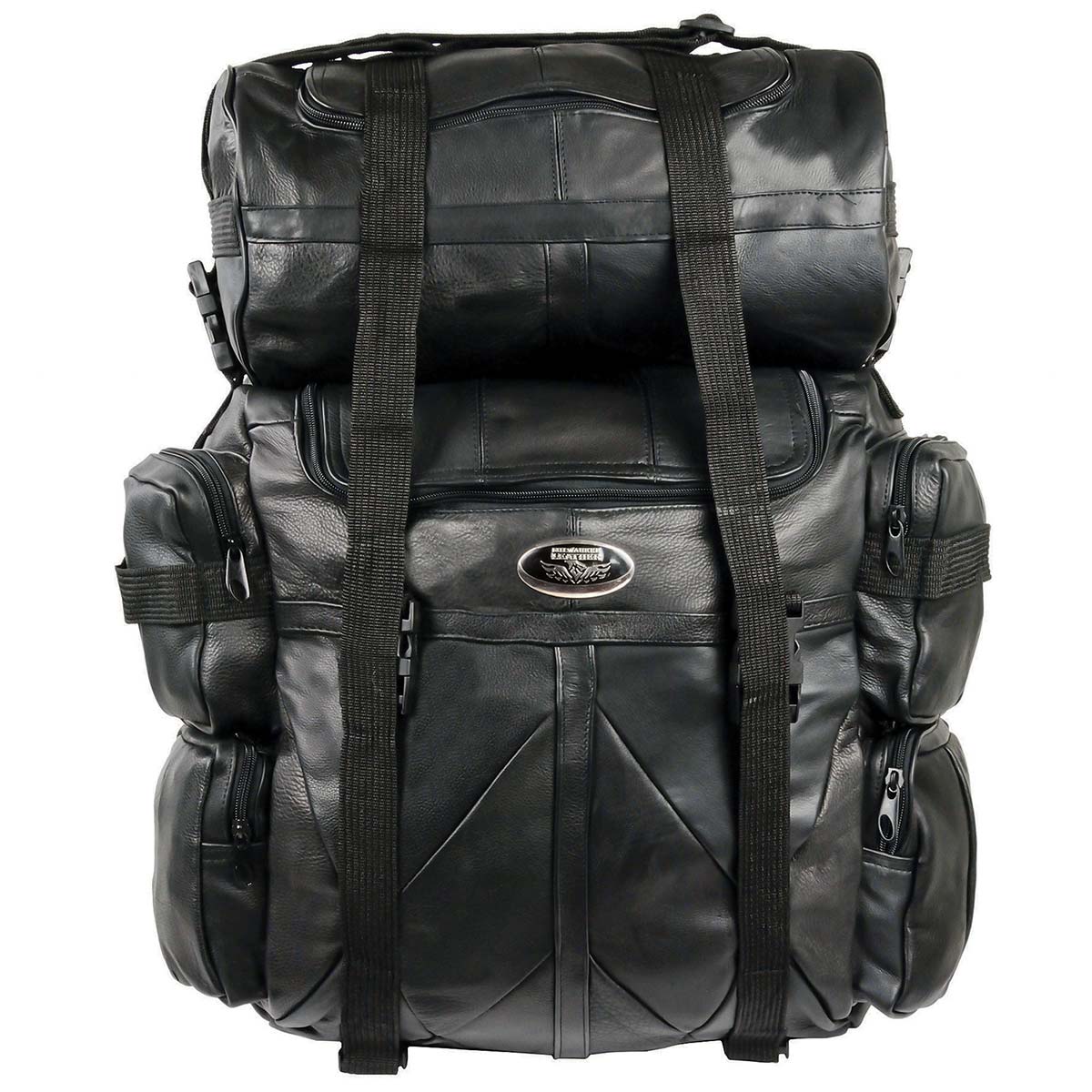 Milwaukee Leather SH537 Large Black Motorcycle Large Leather Deluxe Sissy Bar Pack Bag