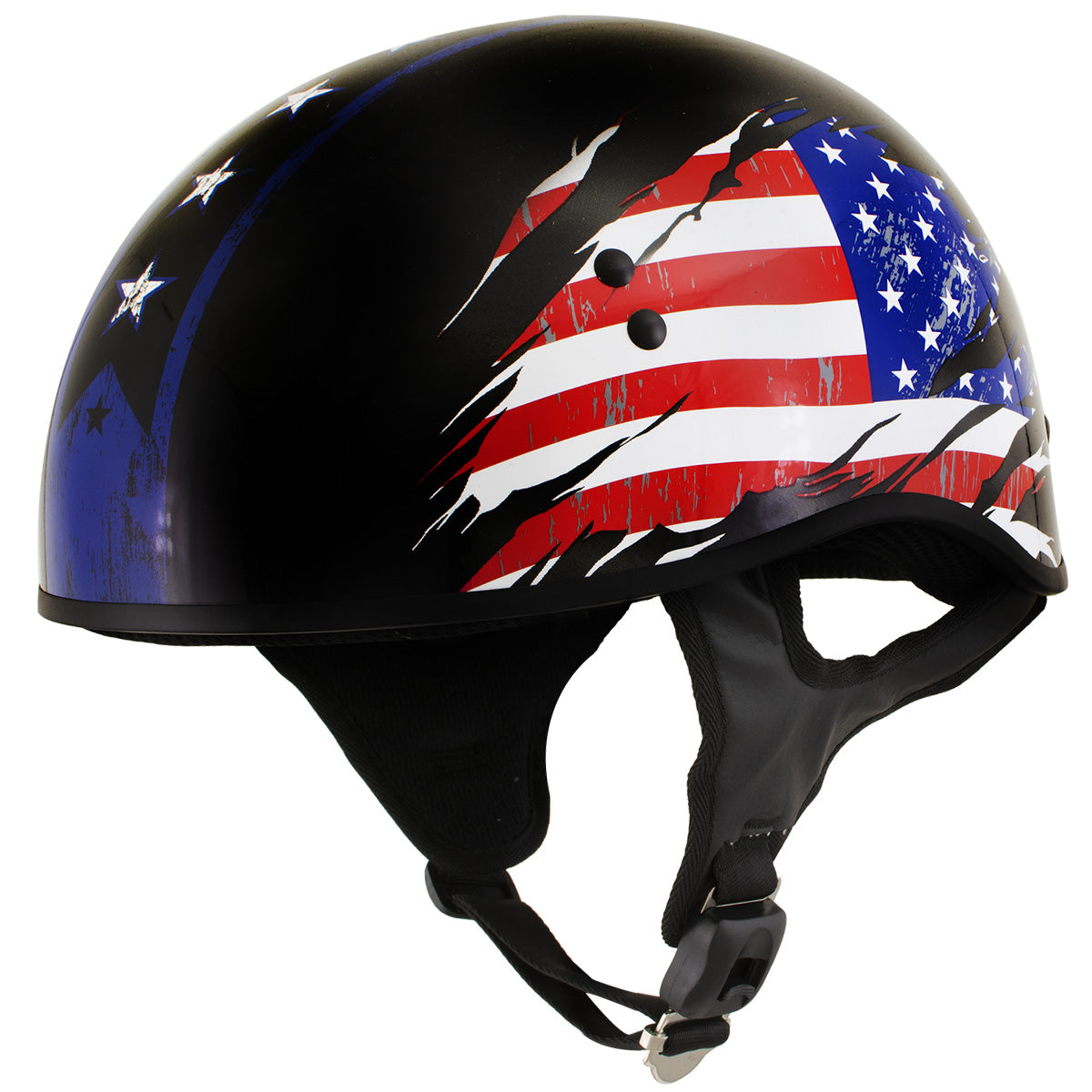 Hot Leathers HLT68 American Flag Black Glossy Motorcycle Skull Cap Half Helmet DOT Approved Hot Leathers HLT68 American Flag Black Glossy Motorcycle Skull Cap Half Helmet DOT Approved