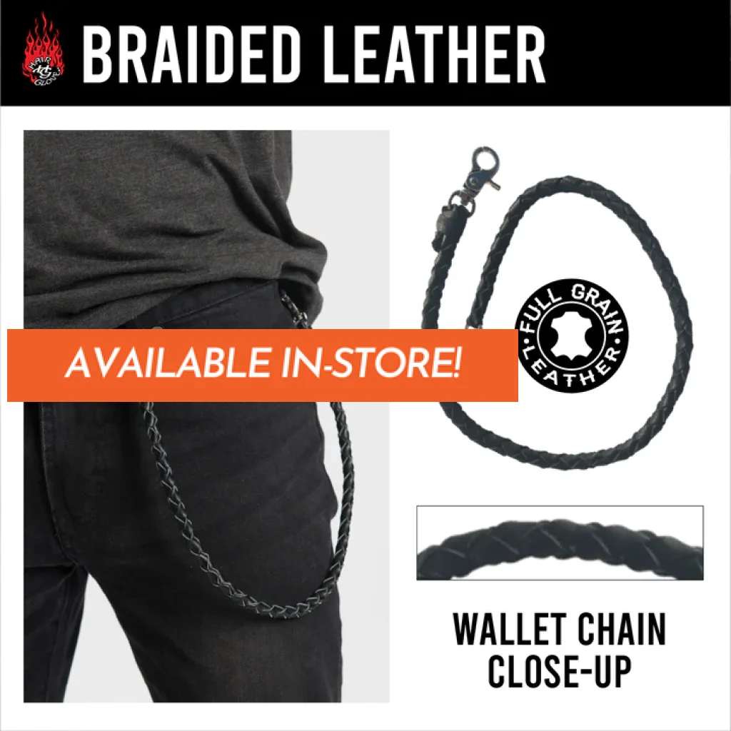 24 Wallet Chain 60017 Braided Leather Wallet Chain Hair Glove Extreme Biker Leather