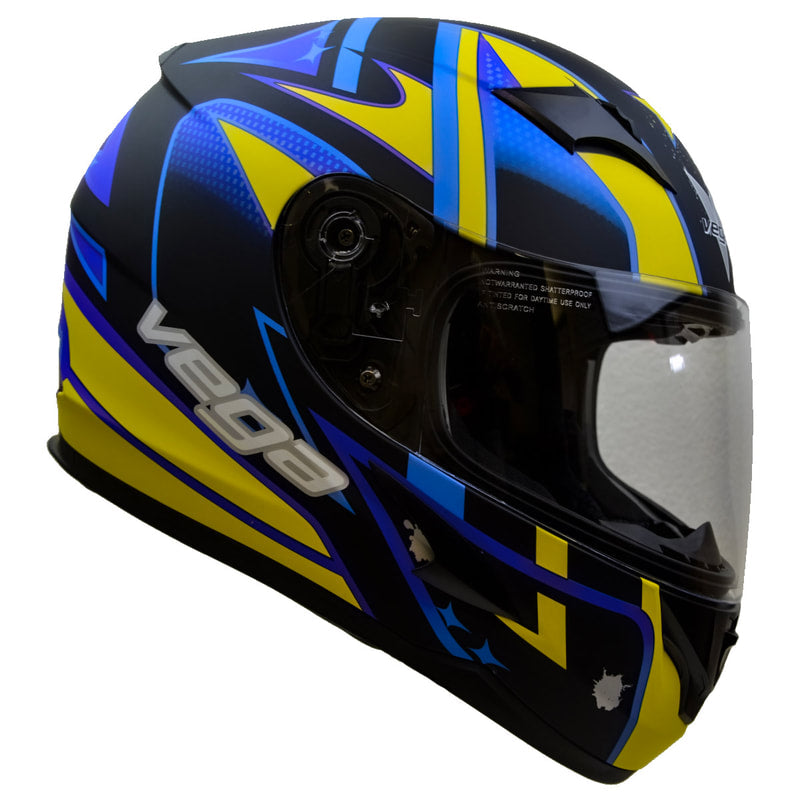 blue and gold motorcycle helmet VEGA V-Star Blue Full Face Helmet