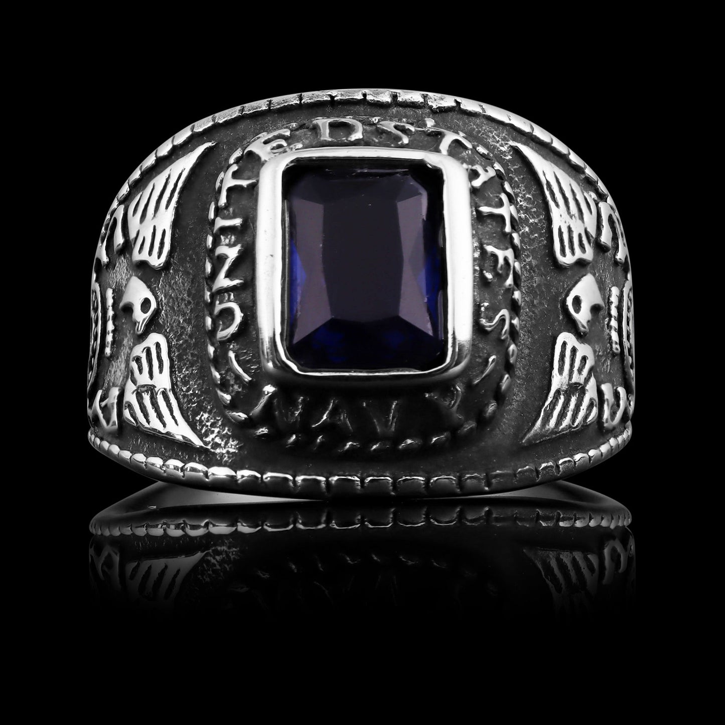 United States Military Blue Stone Women's Navy Ring