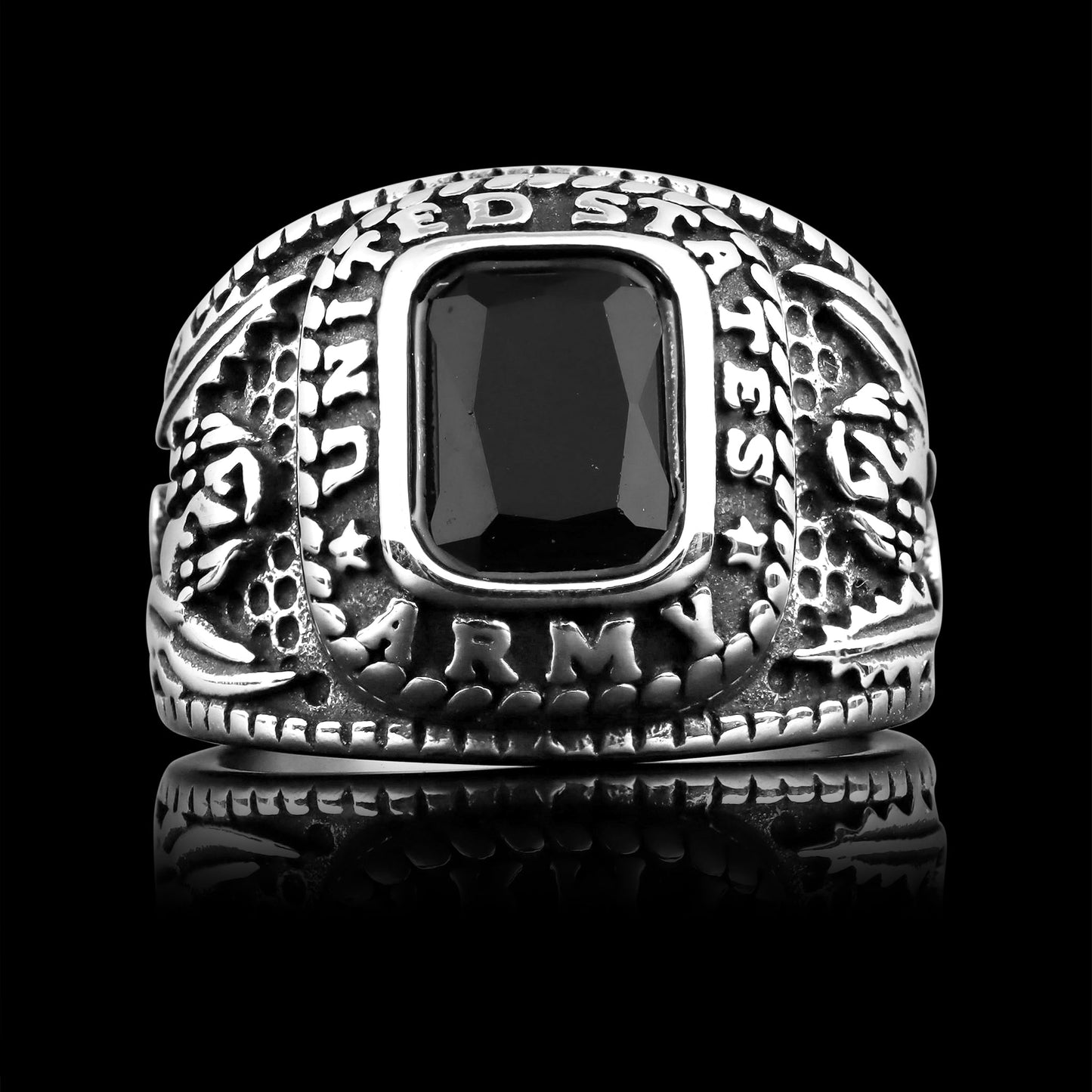 United States Military Black Stone Army Ring