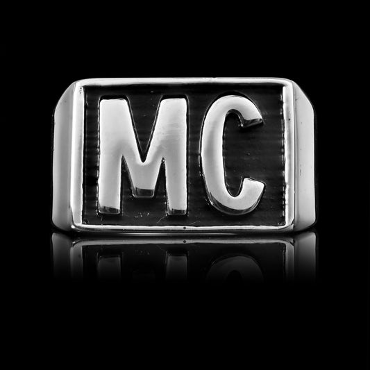 Stainless Steel Motorcycle Club MC Insignia Signet Ring