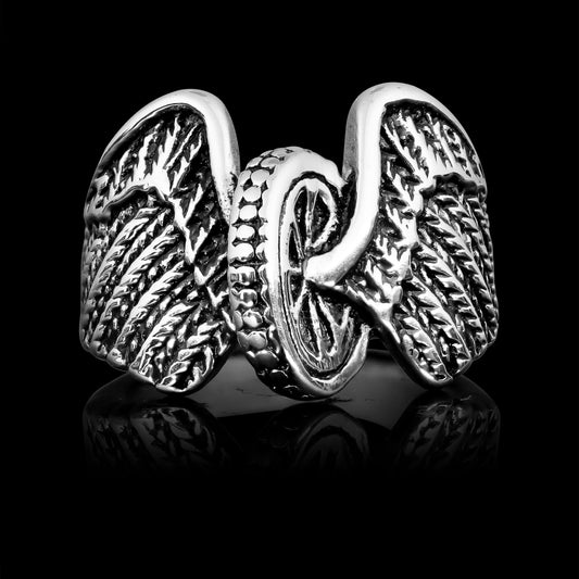 Stainless Steel Polished Winged Wheel Ring