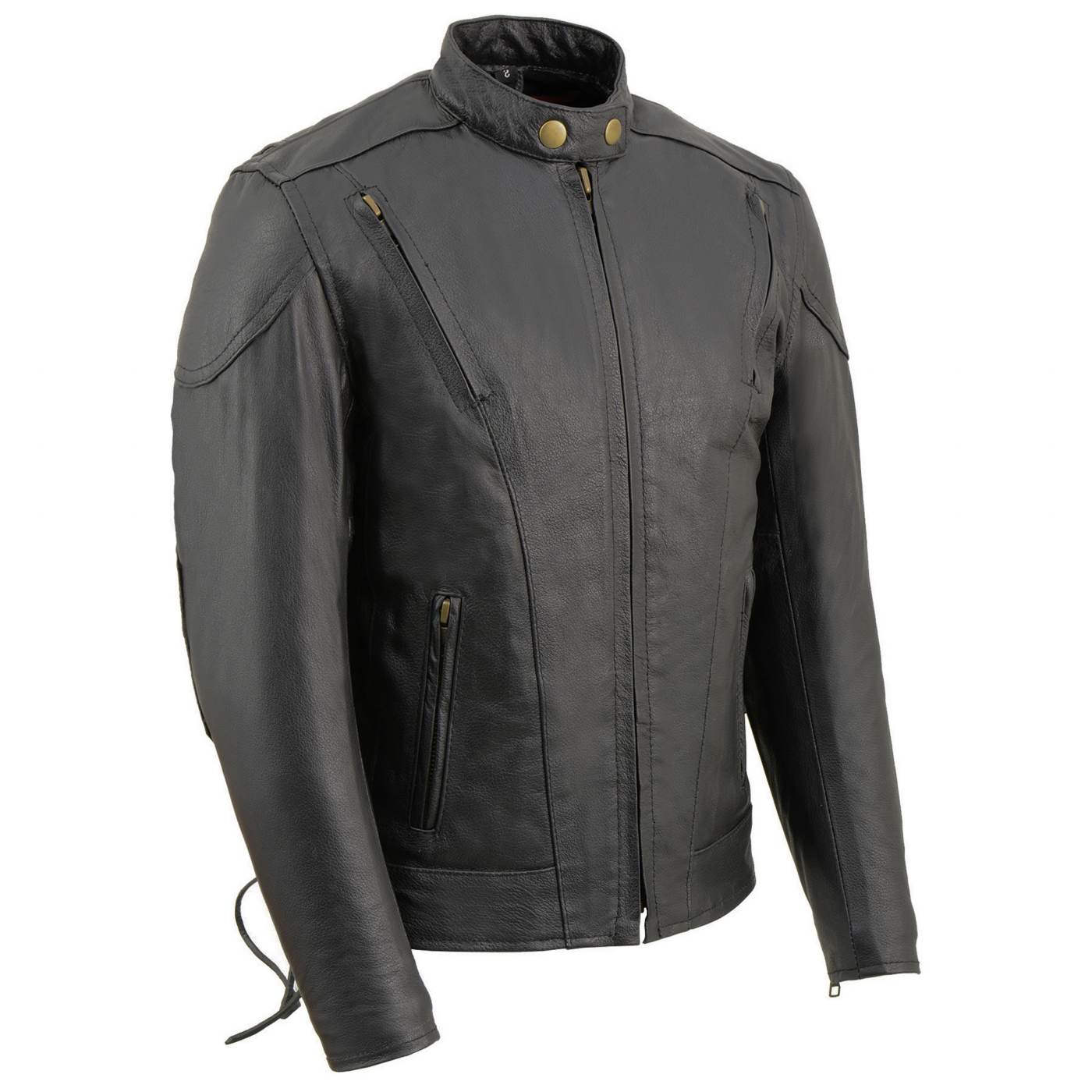 Milwaukee Leather LKM1900 Boy's Black Leather Side Lace Vented Moto Jacket