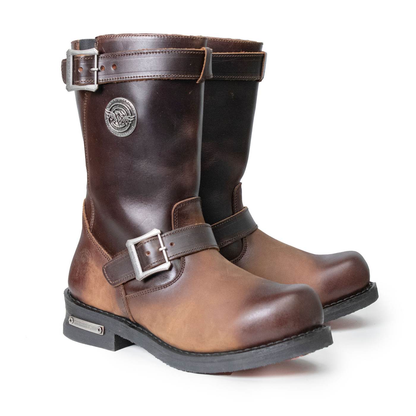 Milwaukee Leather Men's Copper Forge Dark Brown Engineer Motorcycle Boots w/ Flex Toe - MBM9058