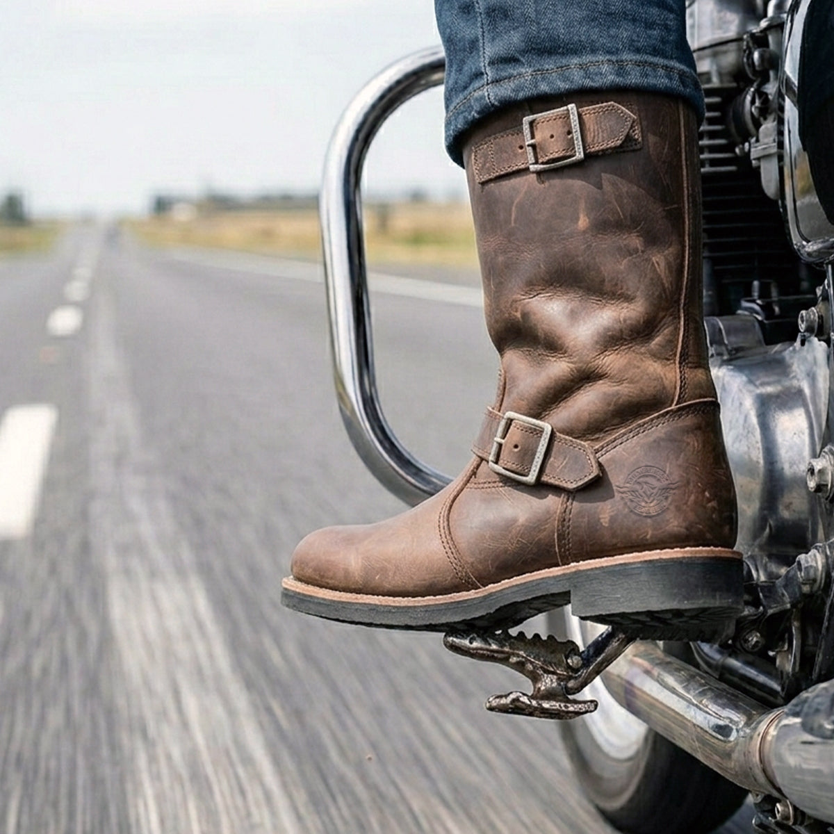 Milwaukee Leather MBM9064 Men's "Antique Ridge" Classic Brown Engineer Motorcycle Boots